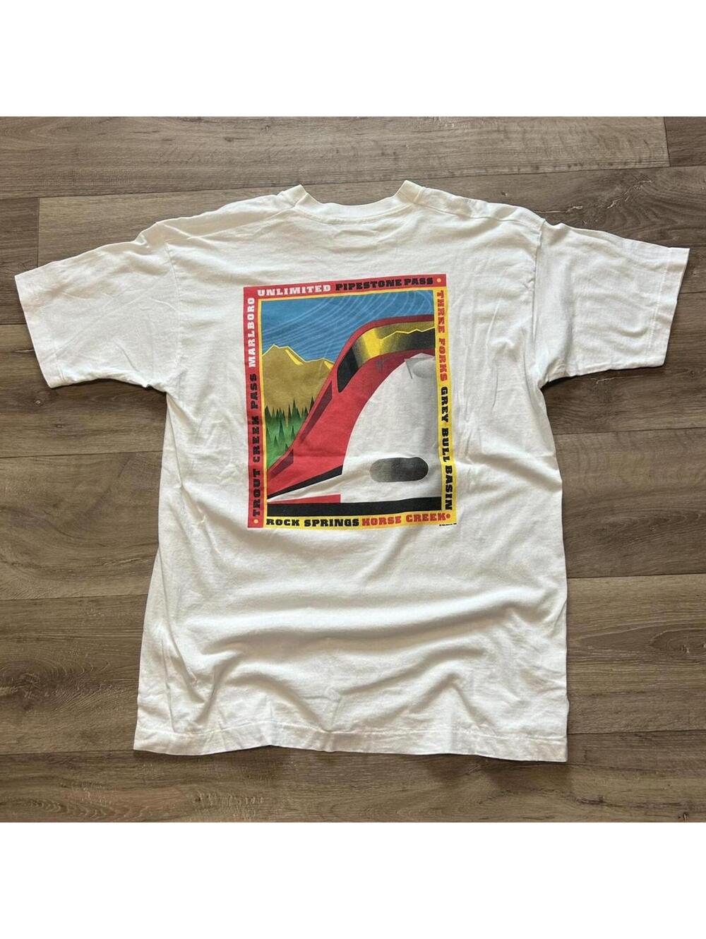 90’s‎ Marlboro Graphic t shirt Train Cigarettes rare size XL
